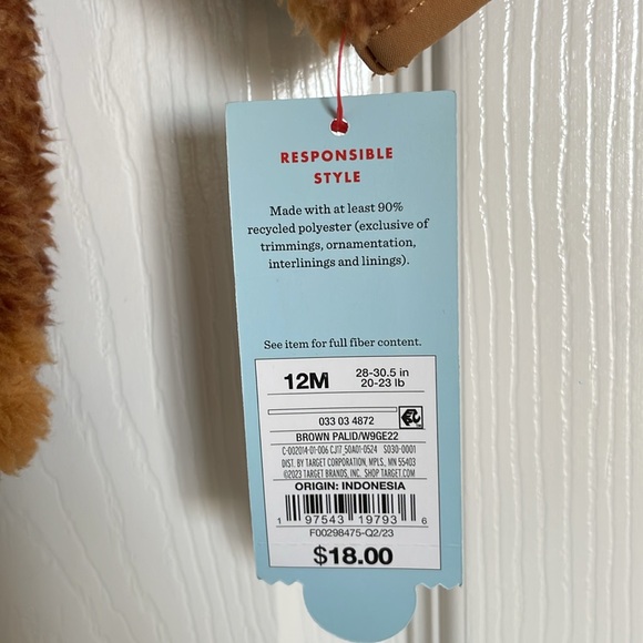 New! Toddler Boys' Faux Shearling Zip-Up Jacket - Cat & Jack™ Brown Size 12 M - Picture 5 of 8